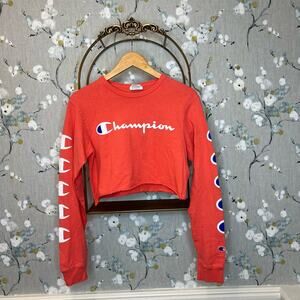 Champion Coral Long Sleeve Cropped Top - Size Small